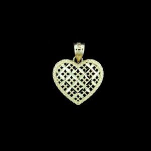10K Yellow Gold Diamond Cut Heart Pendant